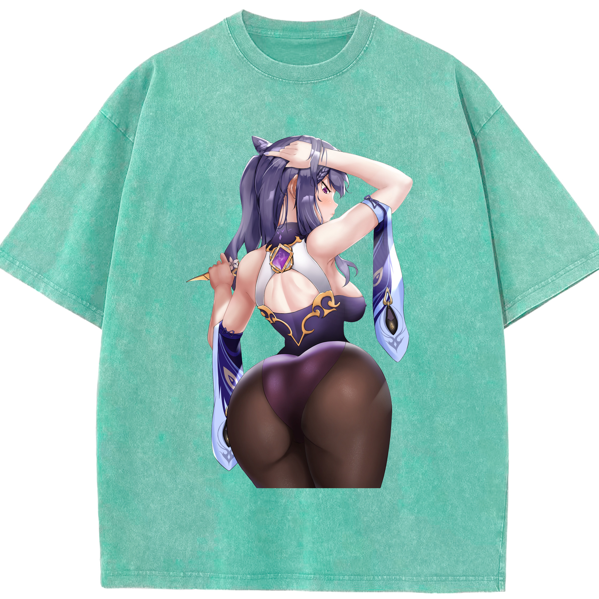 げんし神 刻晴 こくせい genshin Kokusei 綿100% ヴィンテージ風 半袖Tシャツ（フロントプリント）